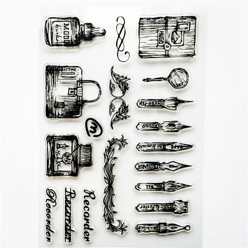 JIANWU 1 Pcs Transparent Silicone Seal Retro Stamp Aircraft Tower Building Clear Stamps Office Supplies Stamps DIY Stationery image 5