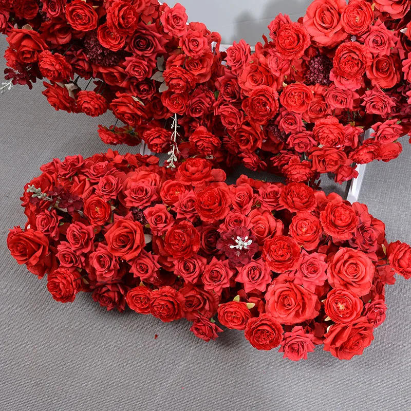 

Luxury Heart Shape Pure red 5D Rose Hydrangea Flower Row Add Wedding Arch Floral Arrangement Party Backdrop Deco Mariage Props