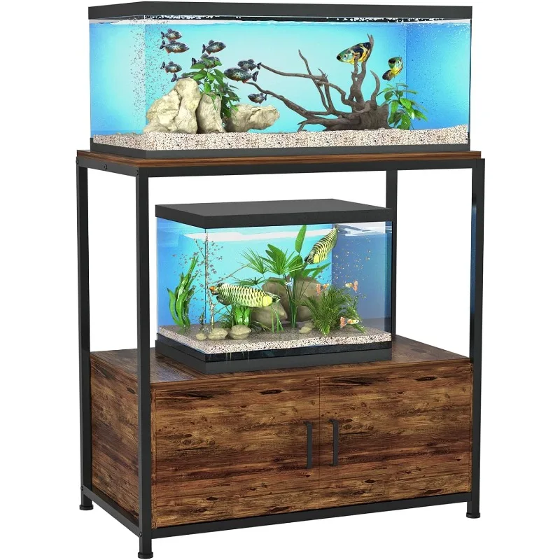 

Fish Tank Stand for 20-29 Gallon Aquarium, Heavy Duty Metal Wood Aquarium Stand with Cabinet Accessories Storage