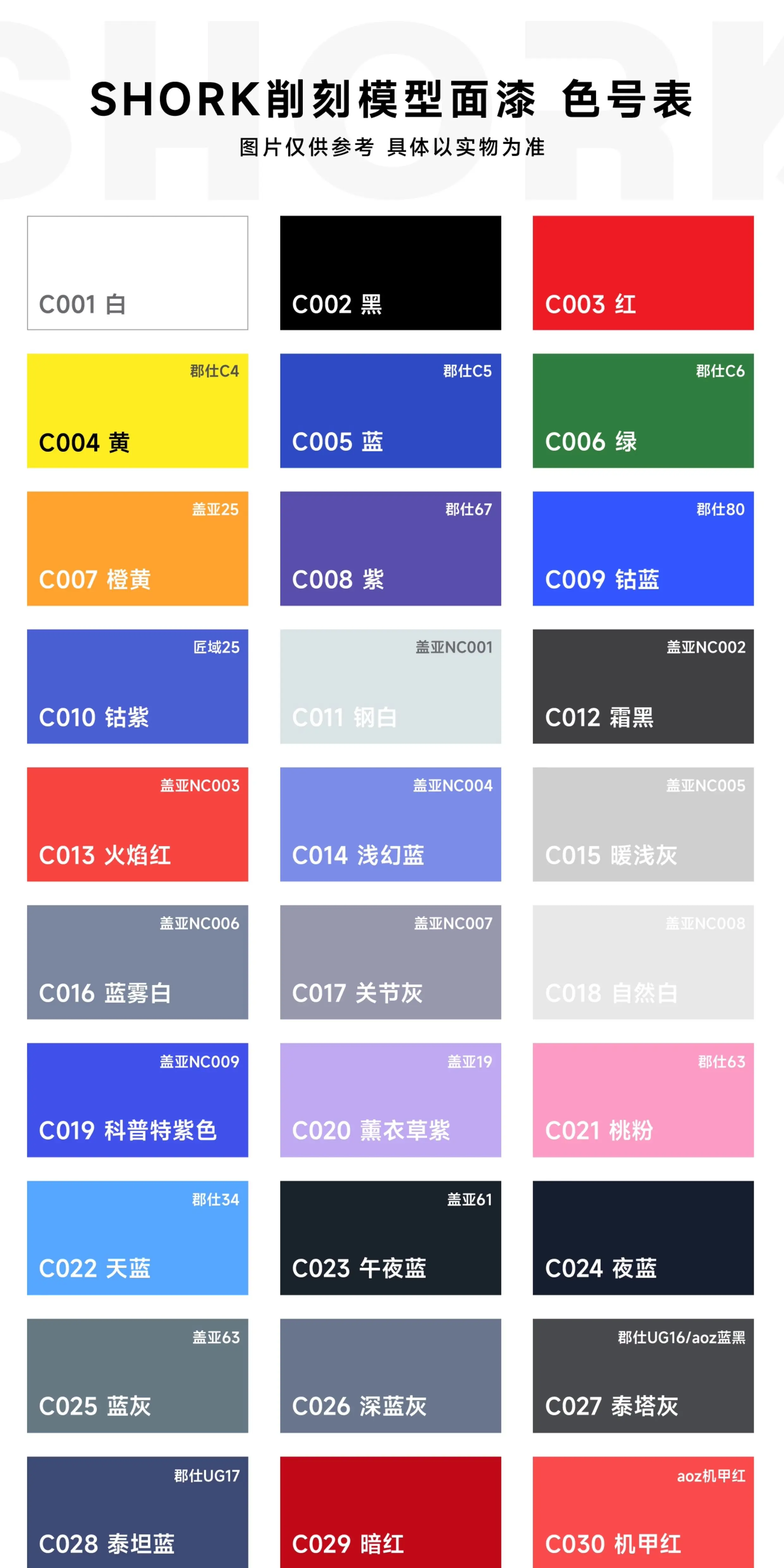 Model Coloring Basic PAINT Oily Gloss Color SHORK C series Military Model Car Model GK Figure1-20