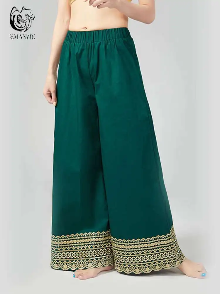 

India Women's Clothing Pure Cotton The Middle Straight-leg Wide Leg Pants Daily Loose And Comfortable Leisure Pants National