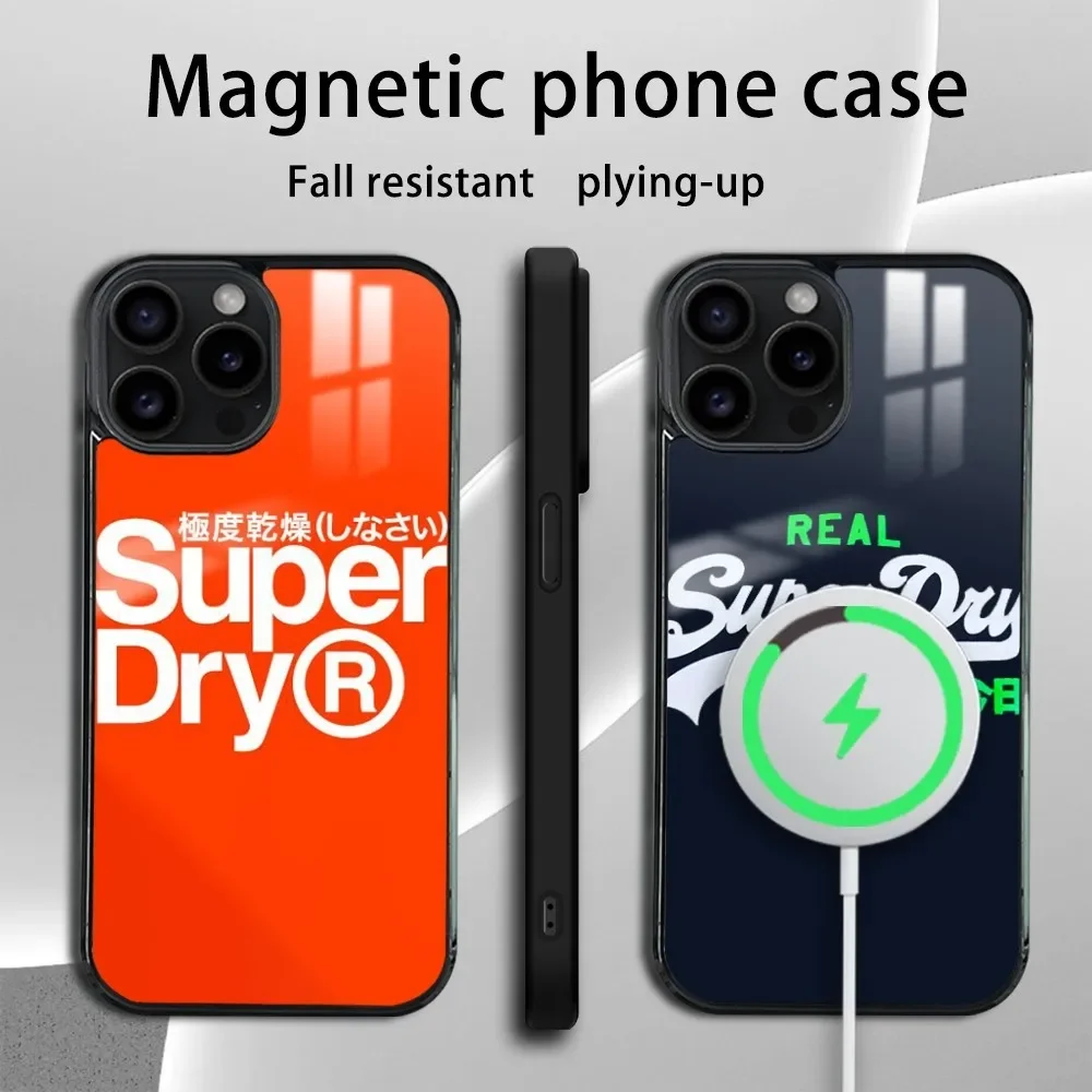 Trendy brand S-Superdry Phone Case For iPhone 16 15 14 13 12 11 Pro Max Plus Mini Mirror Wireless magnetic case