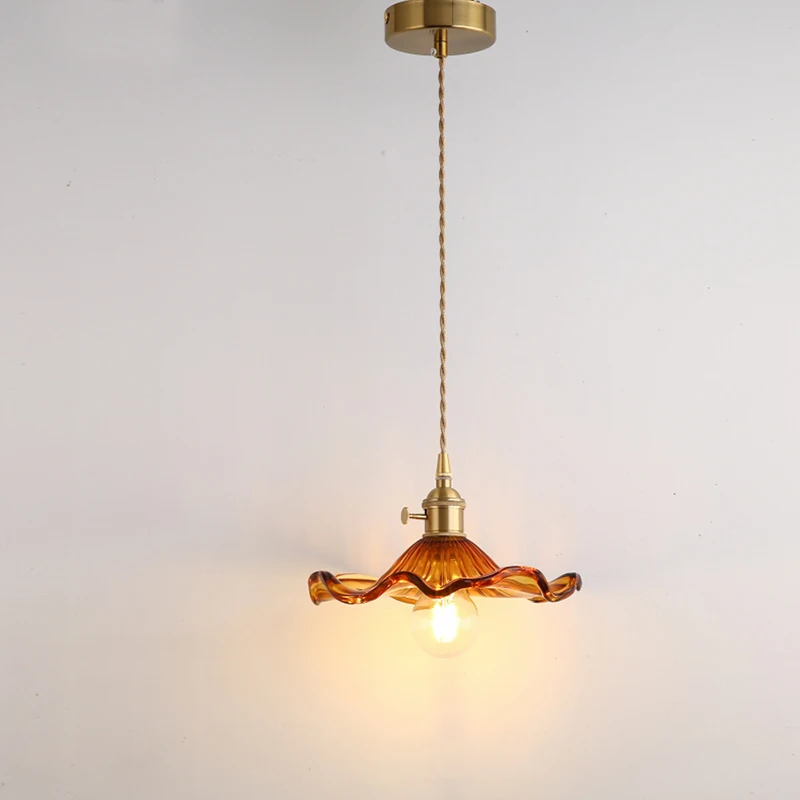 Restaurant Bedroom Cognac E27 Glass Pendant Light Ceiling Chandelier For Balcony Loft Study LED Creative Interior Hanging Lights