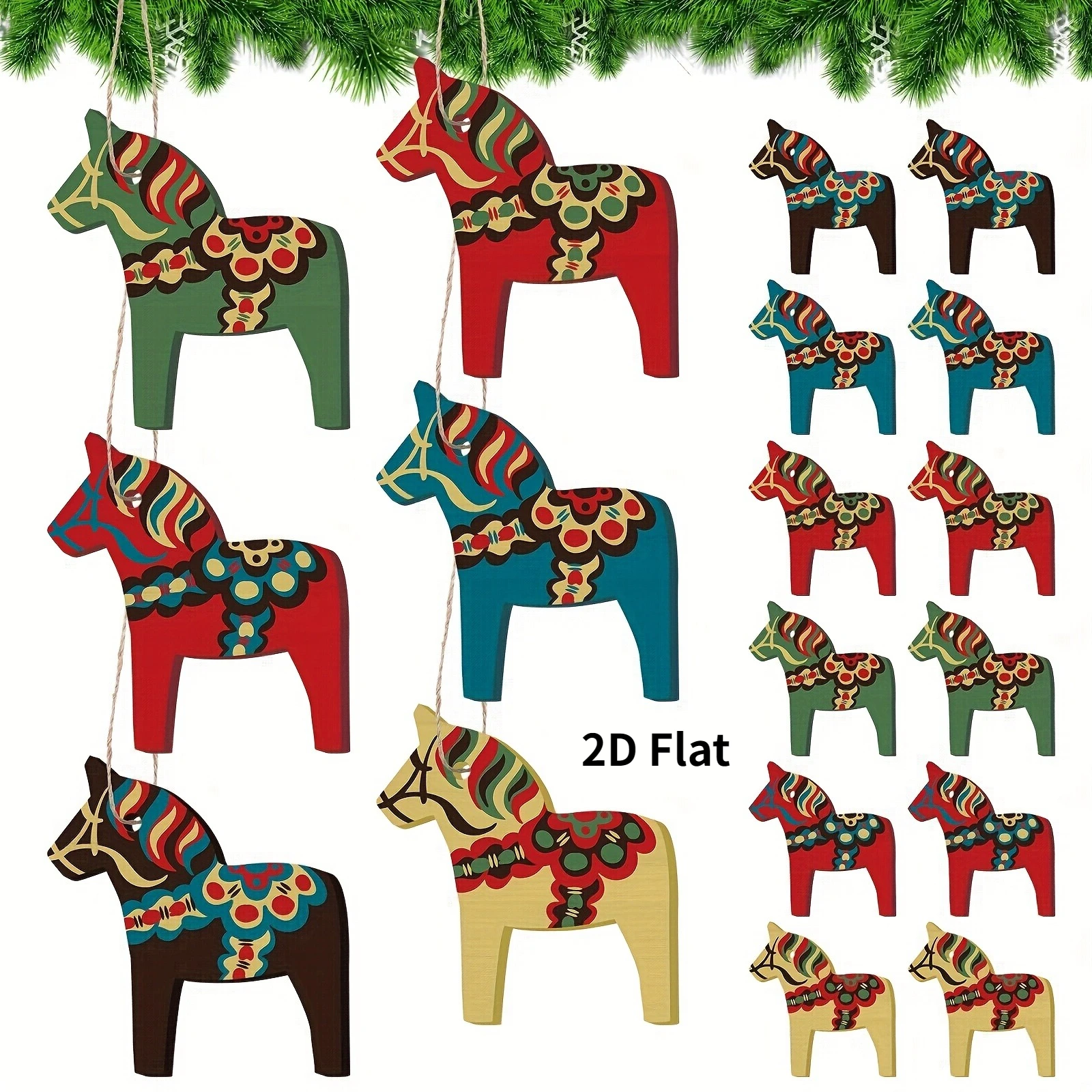 Pferd 2D Flat Collection Traditioneller Holzanhänger Desktop-Ornament für Schlafzimmer Wohnzimmer Kamin Dekor Geschenk Weihnachtsdekoration