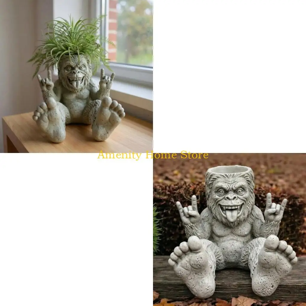 F26C Cactuses Succulents Planter Pot Indoor Outdoor Planter Garden Statues Plant Pot