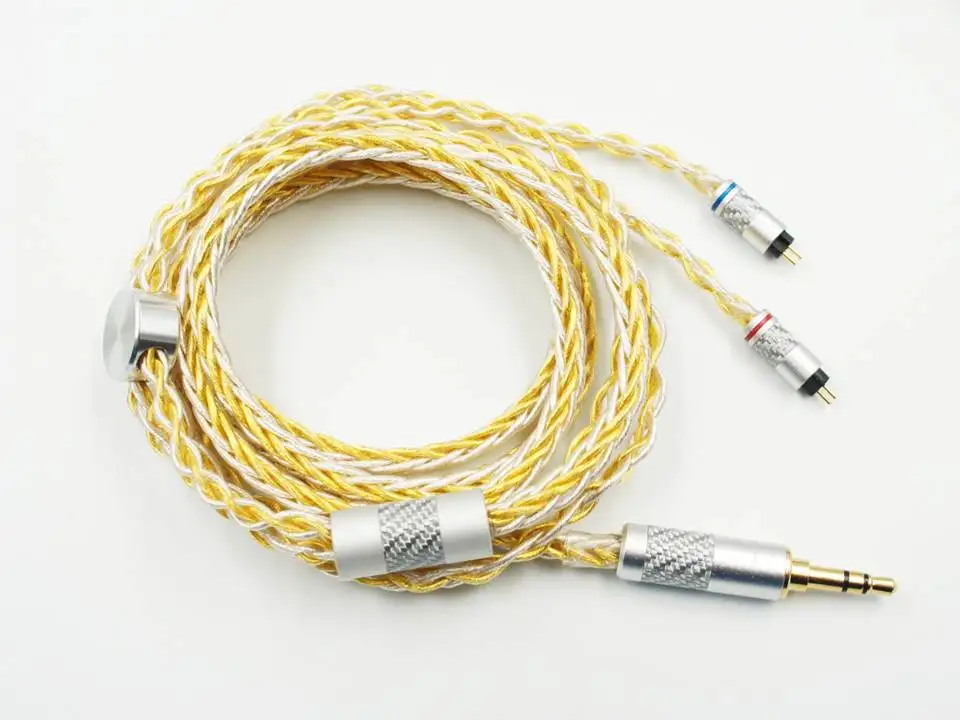 PENON GS849 8 Shares Gold & Silver Mixed Braided MMCX/2Pin 0.78mm HiFi Audiophile Earphone Replacement Cable IEM Upgrade Cable
