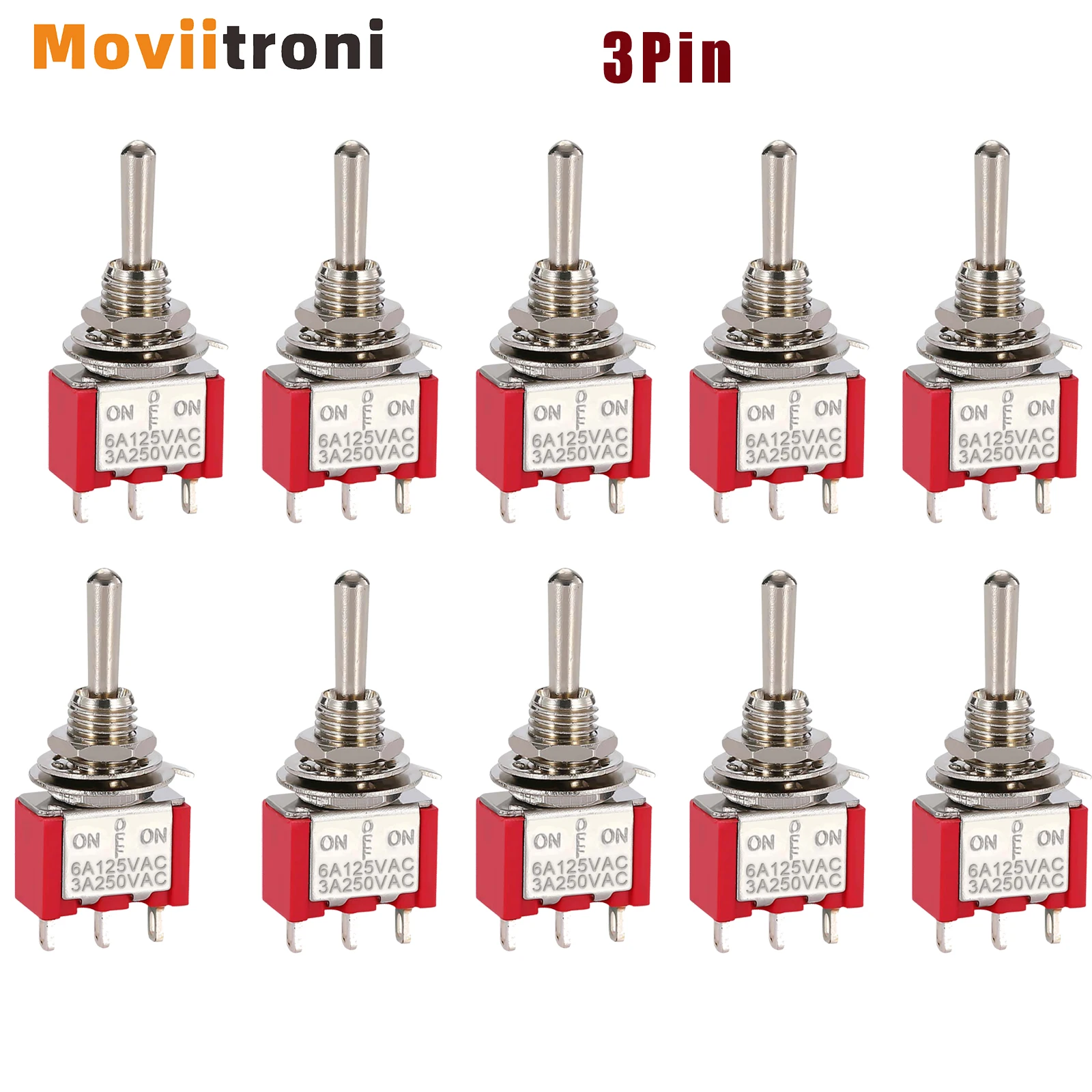 3/10pcs 3Pin Miniature Toggle Switch SPDT On/Off/on Mini  Switch MTS-102 MTS-123 For Car Dash Dashboard Electronic Equipment