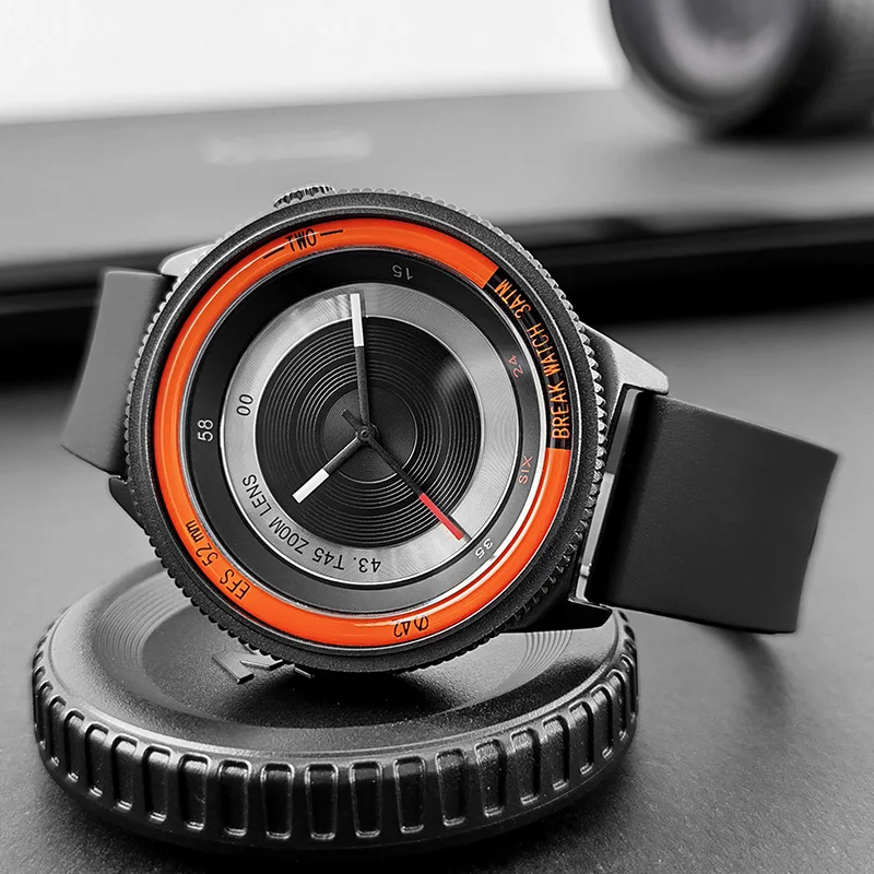 BREAK Black Camera Series Men Women Luxury Fashion Casual Stainless Steel Band Unique Sport Waterproof Quartz Watches for Man view 5