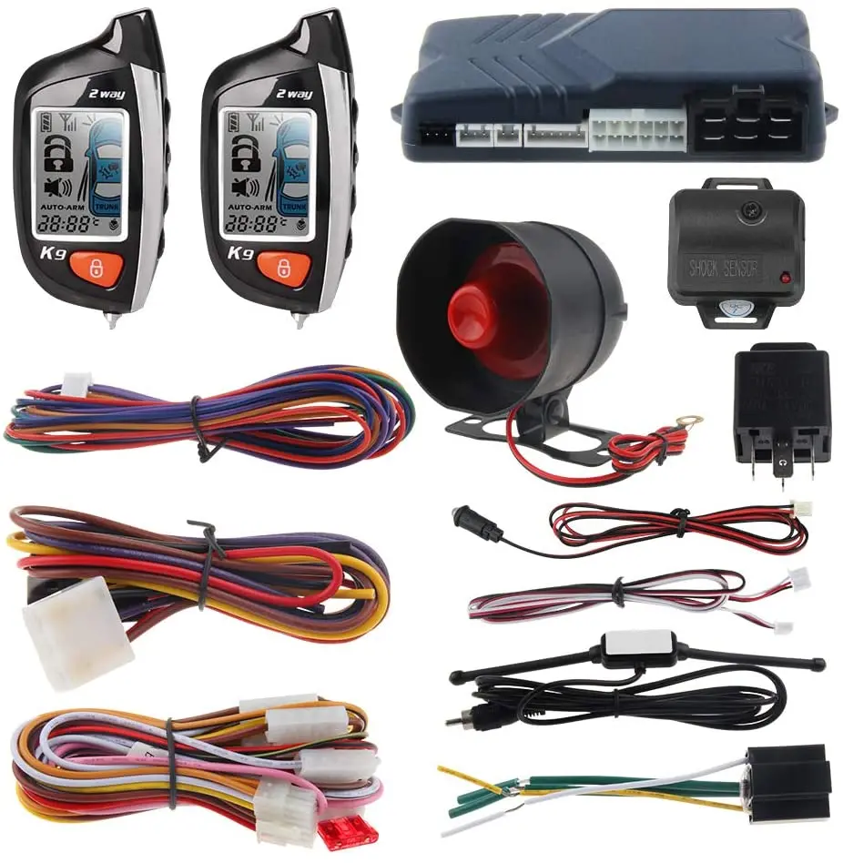 

EC200-K9 2 Way Car Alarm System with LCD Pager Display Remote Engine Start Turbo Timer Mode Shock Alarm DC12V Long Rem