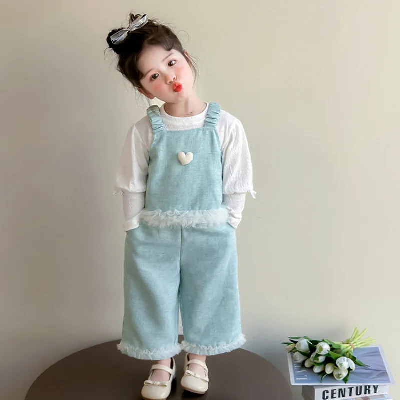 

Three-piece Set Grils Children Spring Autumn Camisole Vest New Casual Sweet Cute Print Soft Fashionable Comfortable