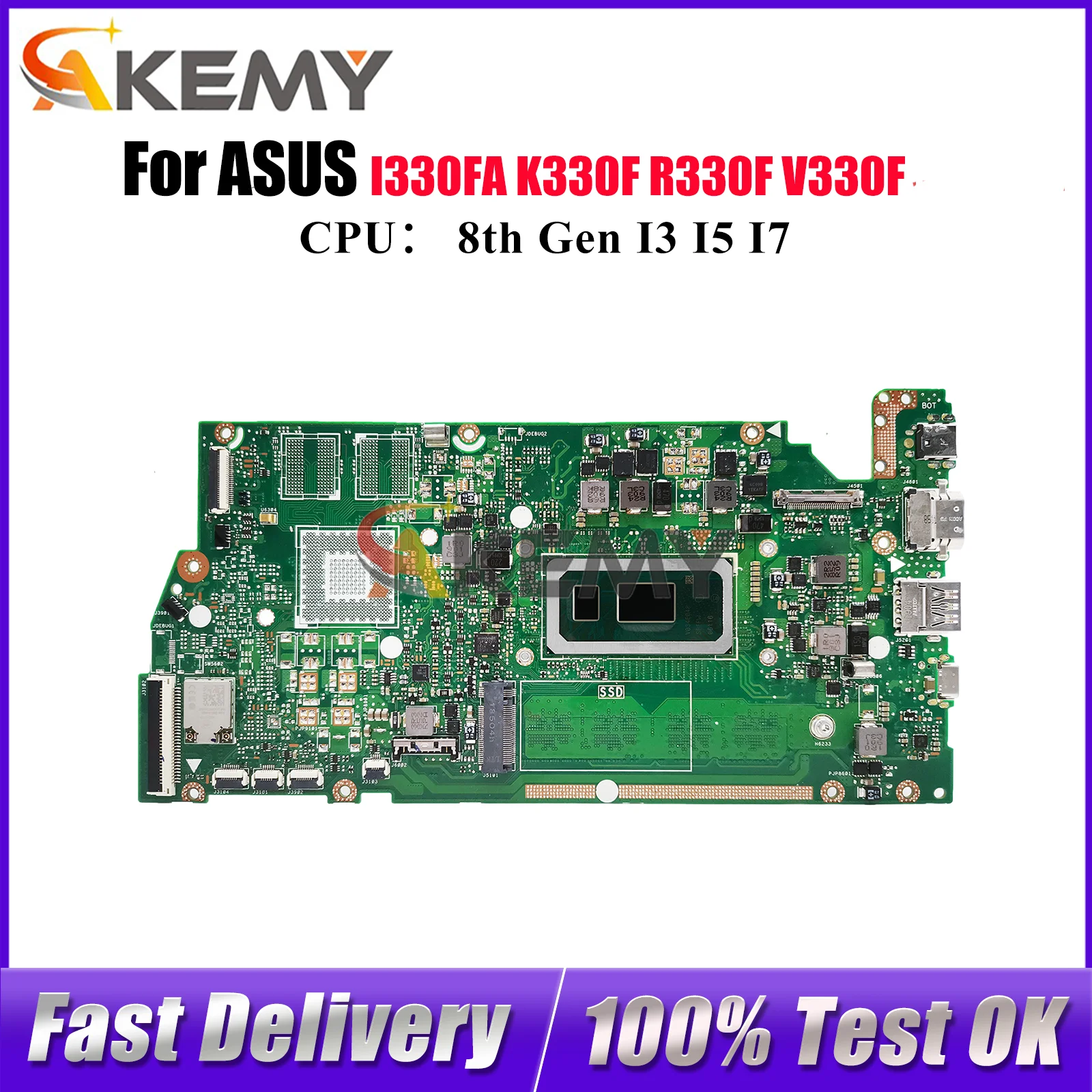 Placa base para ordenador portátil X330FA para ASUS VivoBook X330FL X330FN S330F I330FA R330F X330F V330F K330F placa base con CPU I3 I5 I7 stk