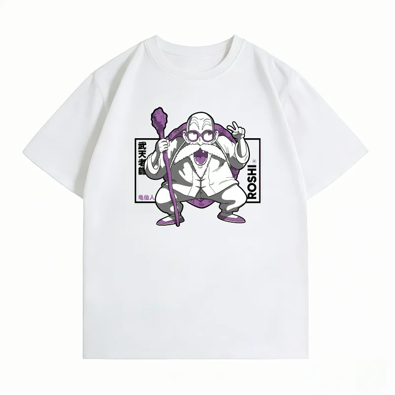 Men's Clothing New 100% Cotton Summer T-Shirt Bandai Dragon Ball Men's T-Shirt Roshi Print Casual Men's T-Shirt