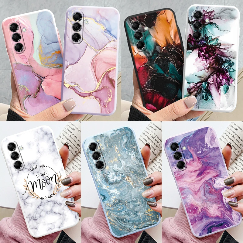 For Samsung Galaxy M14 M34 M54 5G Cover Fashion Marble Painted Silicone Soft Case Shockproof Art Capa For Samsung M 14 Bumper