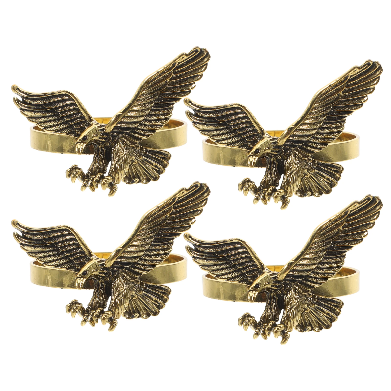 

4Pcs Eagle Napkin Rings Metal Alloy Table Decoration Retro Dining Napkin Holders for Wedding Party Holiday Home Restaurant Decor