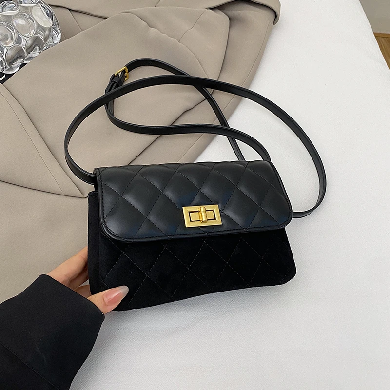새로운 가죽 소형 사각 가방, 우아한 체인 스트랩 크로스백, 패셔너블한 핸드헬드 지갑, 여성용 숄더백