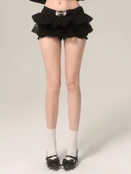 High Quality Hot Selling Romantic Black High-end Short Skirt Bow Lace Design Half Skirt Women Short Skirt Pants Elegant Vestido