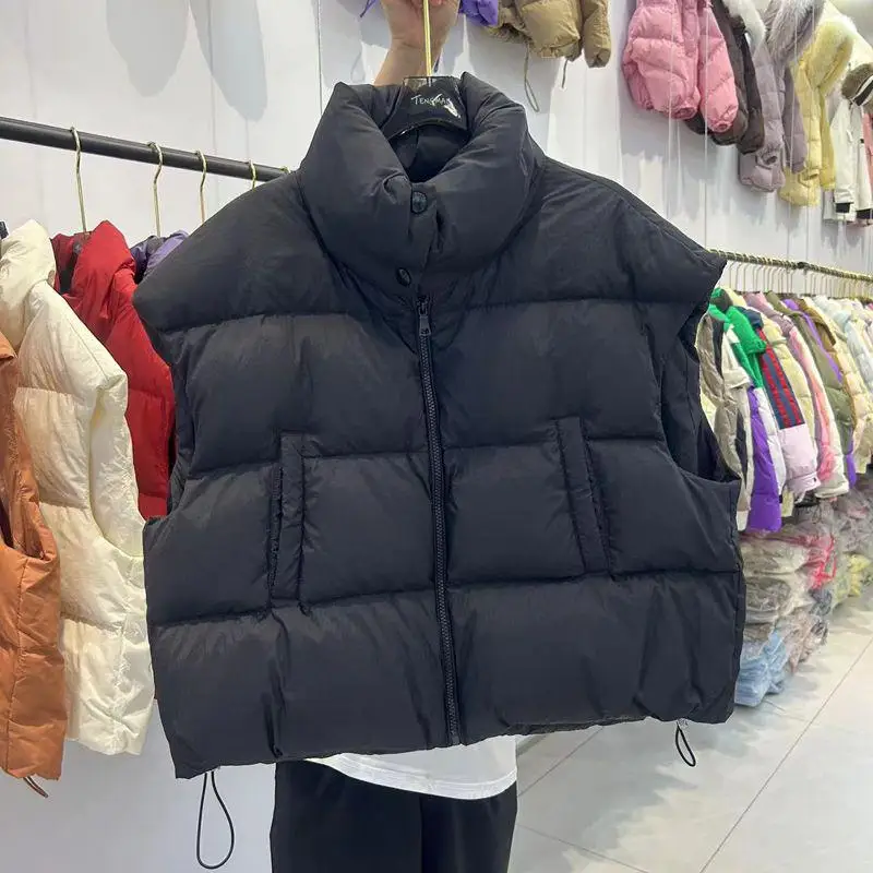 

Women's Du down Vest Casual Loose Thiened ort Sle Autumn Winter New Korean Version Stand Collar All-Match Outerwear