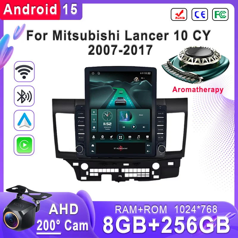 Android 15 Car For Mitsubishi Lancer 10 CY 2007-2017 GPS Navigation High-performance CPU DVD Player Car Stereo Head Unit Wifi