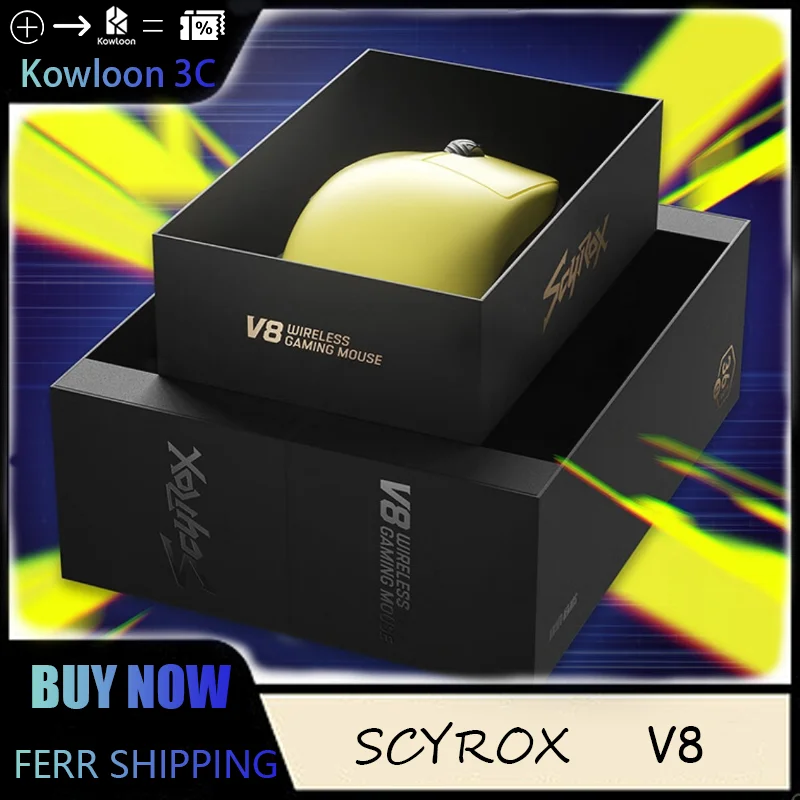 Scyrox V8 Gaming Mouse Wireless Dual-Mode 2.4g Hole-Less Lightweight 8k Pixart3950 36g 30000dpi 8k Portable Valorant Fps