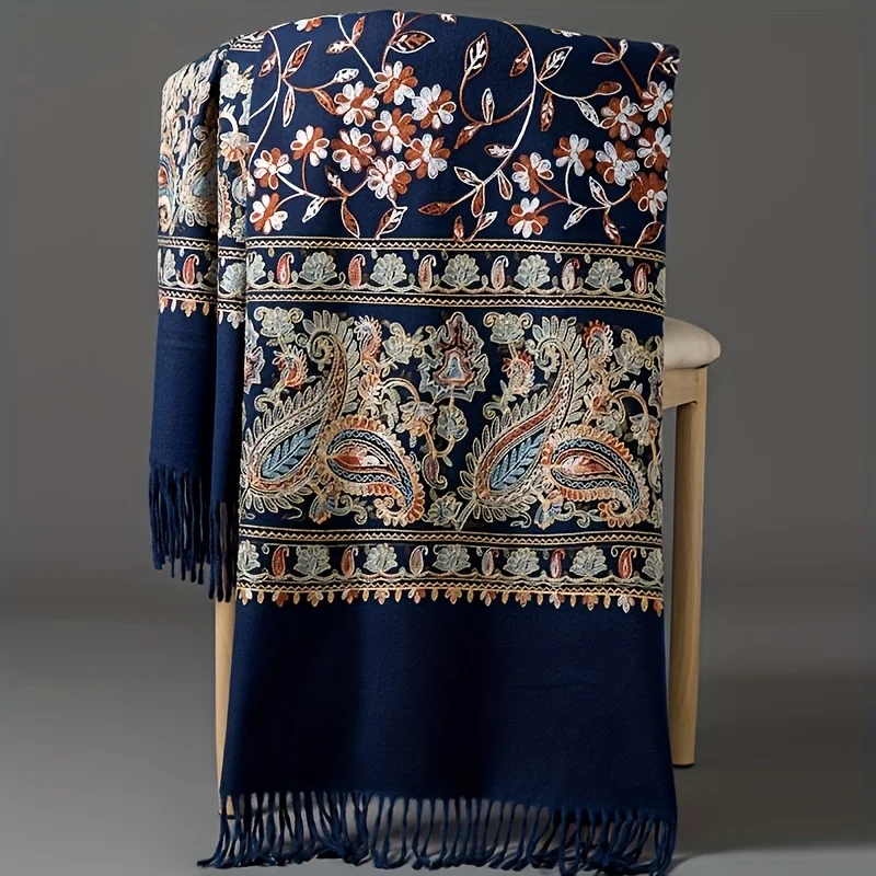 

1pcs Scarf Shawl for Women in Winter Cashmere Warm Cheongsam with 2025 New Middle-aged Embroidered Cloak Cloak