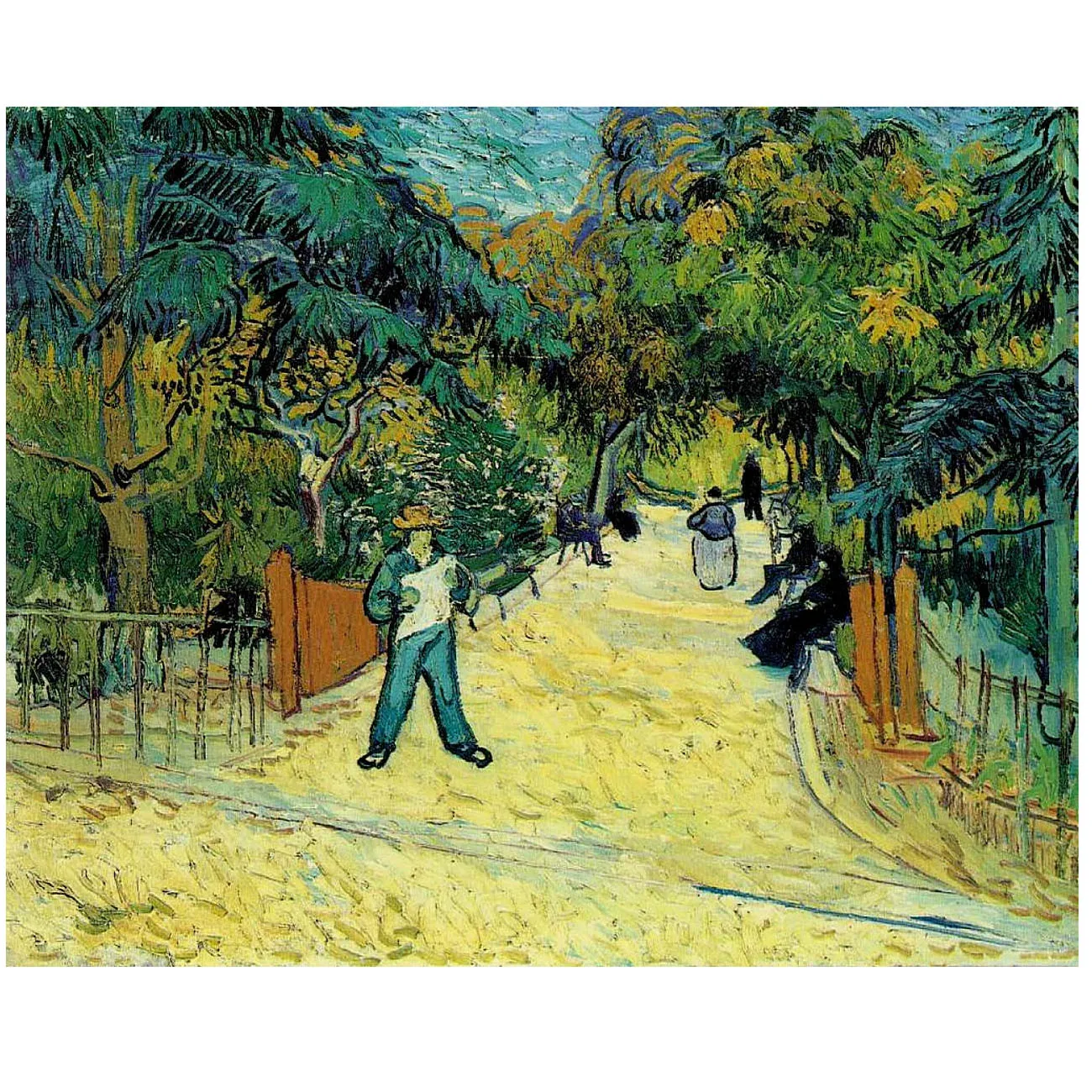 Hand painted Van Gogh oil painting reproduction of Entrance to the Public Garden in Arles Modern cityscape painting on canvas