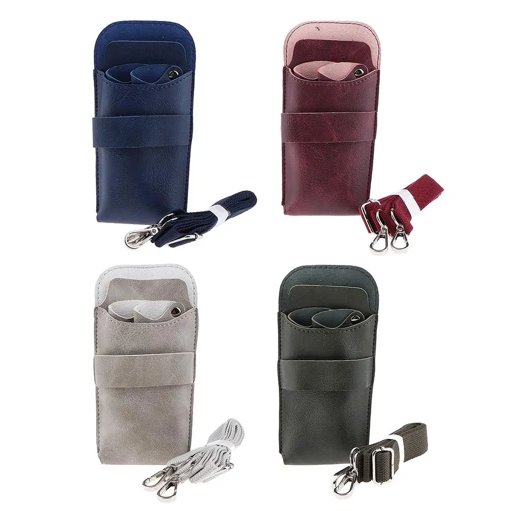 Retro Hairdresser Waist Bag PVC Leather Scissors Pouch Salon Holster Belt Case with Adjustable Strap for Barber Tools