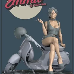 1/24 Resin Figure Assembled Model Kit Realistic Miniature Motorcycle Girl Diorama Statue Unassembled and Unpainted 3D printing
