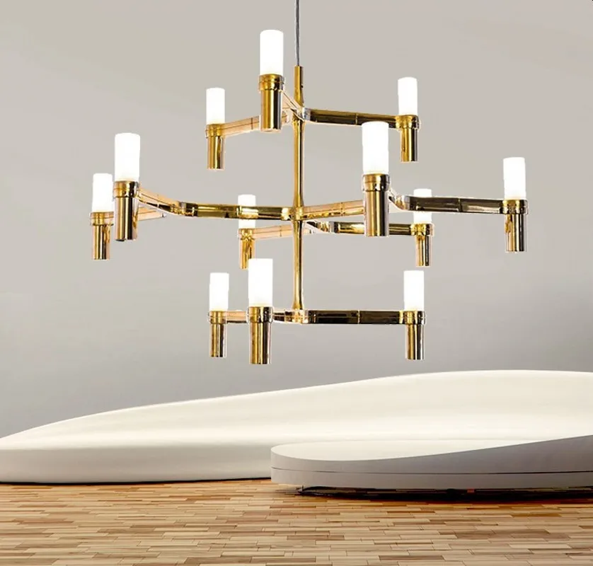 

2025 Художественный дизайн, 12/30 головок, светодиодный светильник с короной, основной золотой подвесной светильник, лампа для зала, ресторана, столовой, хромированный светильник, подвесной светильник