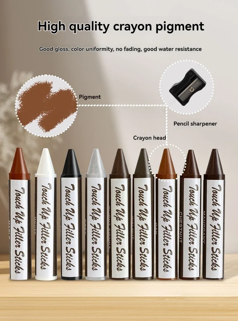 Möbelreparatur-Stift-Set: Kratzerentferner und Reparaturkit für Holz, Kratzerfüller, Farbe für Holzschränke, Böden und Tische – Detail 12