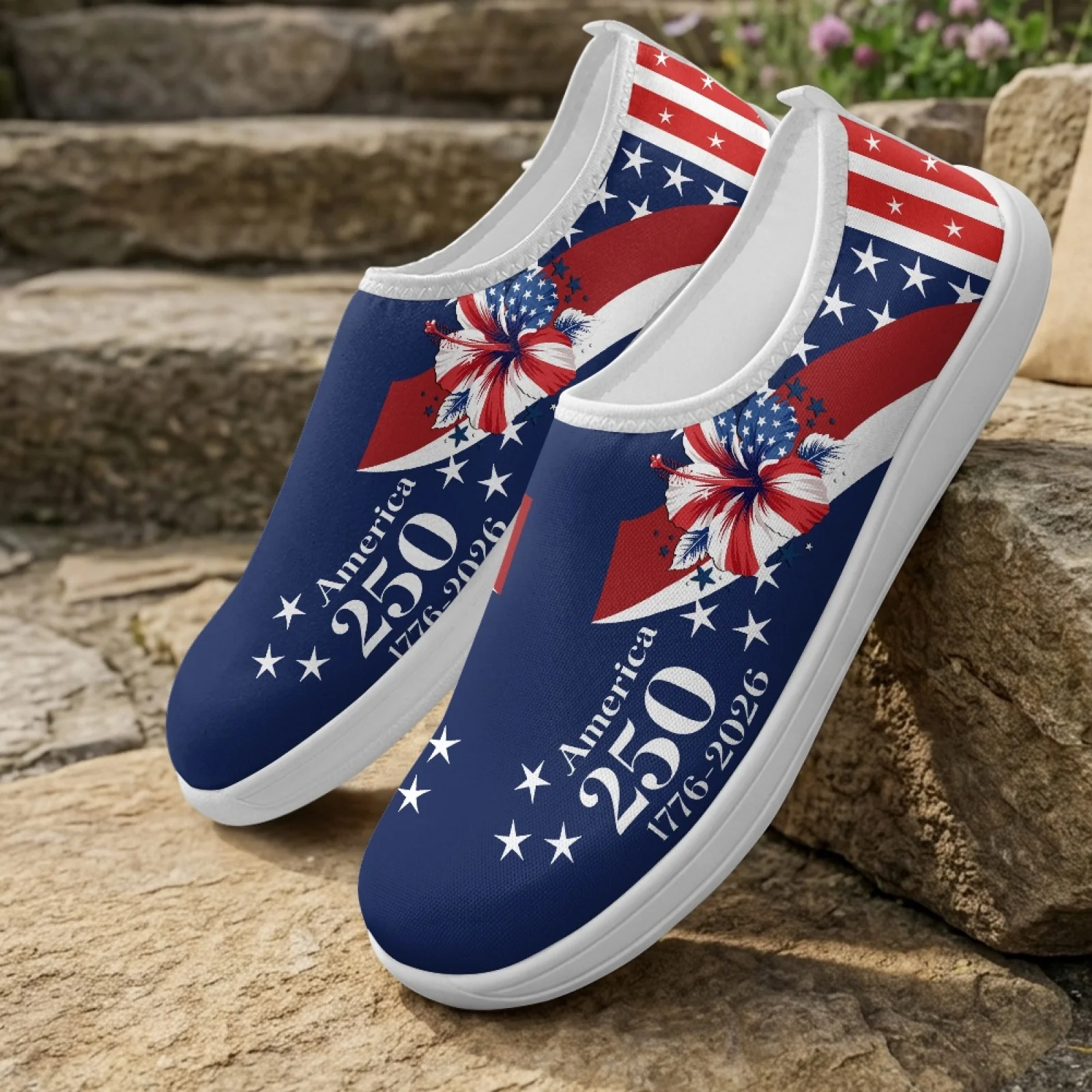 XIXIRIMIDO USA 250Th Women'S Slip-On Wide-Toed Shoes Men'S Commuter Shoes Soft Portable Comfortable Lightweight Holiday Outfits