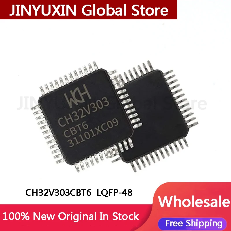 2-100Pcs CH32V303CBT6 CH32V303 CBT6 CH32V LQFP-48 microcontroller chip In Stock Wholesale