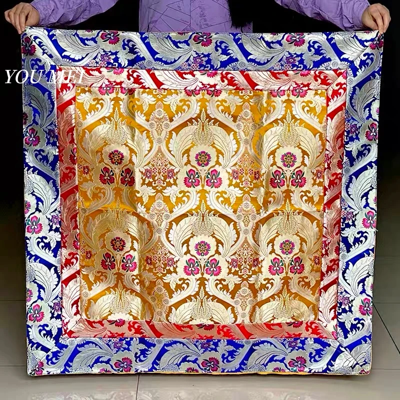 Tibetan-Style Embroidery Gesang Flower Pattern Tablecloth Mat,Buddhist Hall Arrangement Decorative Sacred Artifact Altar Mat