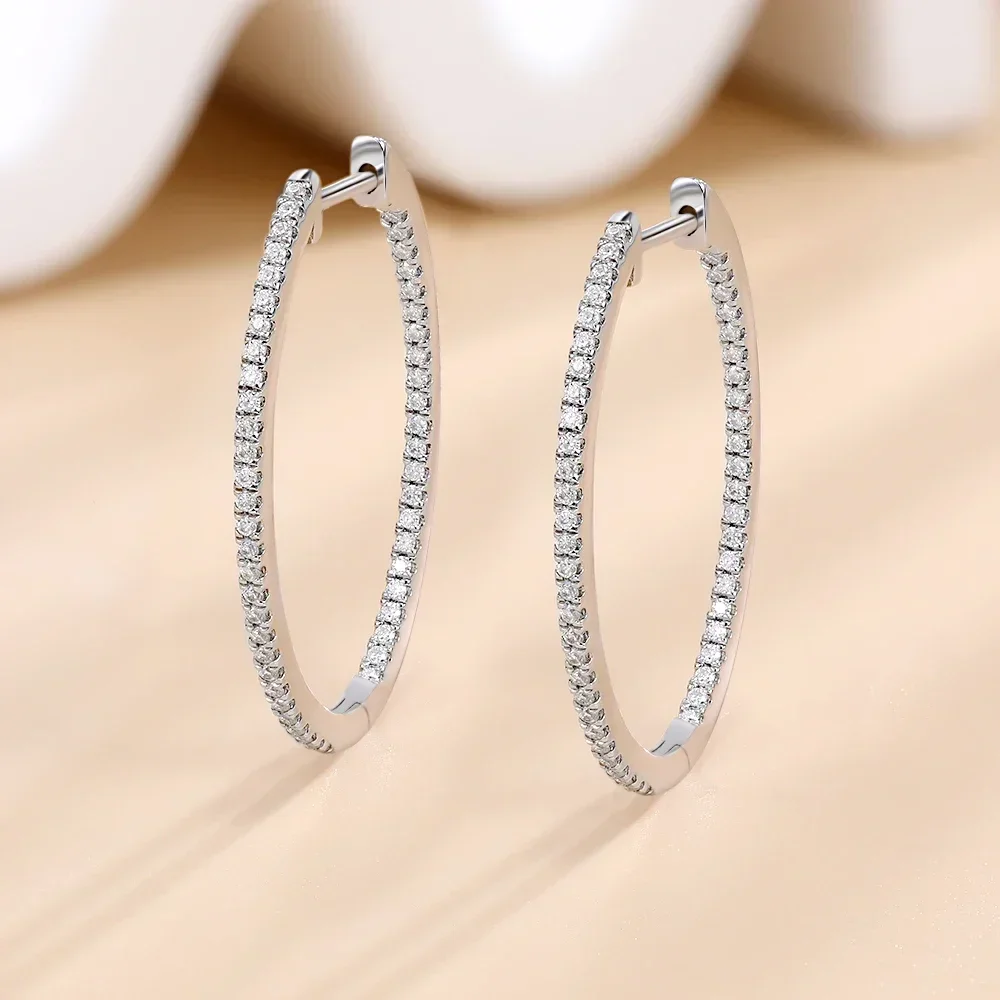 

LinkerLove Moissanite Diamond Hoop Earrings Oval Earrings for Women S925 Sterling Silver Gold Plated Wedding Party Fine Jewelry