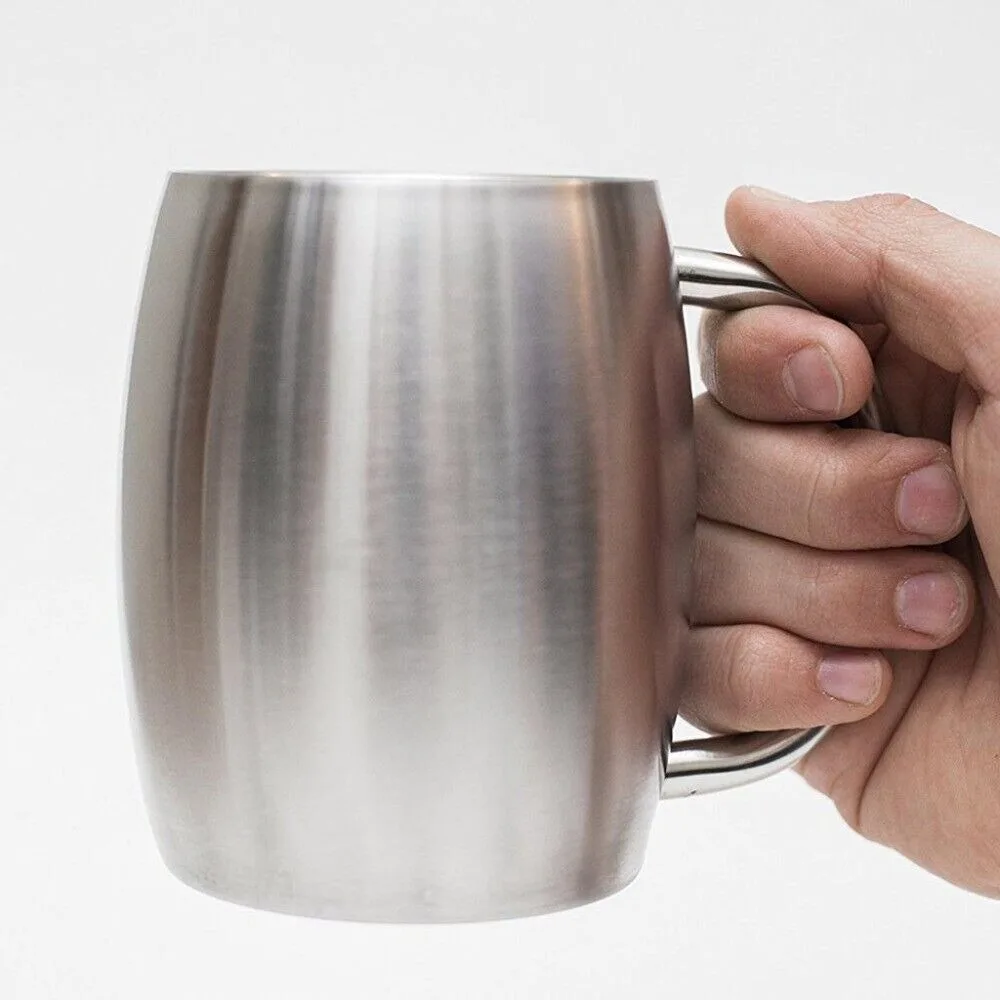 Durable Stainless Steel Beer Mug Double Wall Insulation 420ml Office Water Mug Light Weight Thermal Cup
