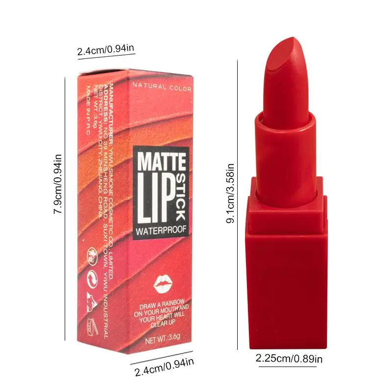 BSIMONE 3.6g Matte Lipstick Velvet Lip Color, Smooth, Waterproof, Long-Lasting Color Lip Makeup