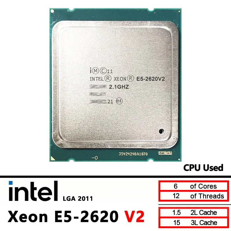 معالج Intel Xeon 2620V2 E5 2620 V2 مستعمل 6-Core 2.1 جيجا هرتز 80 وات LGA 2011