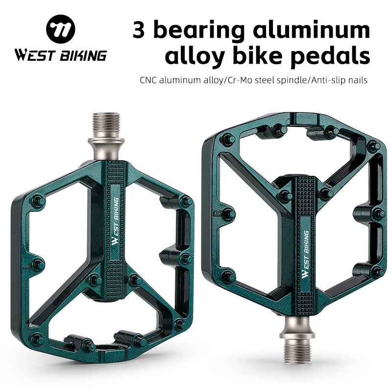 WEST BIKING Bicycle Pedals Ultralight 3 Bearings Non-Slip MTB Pedal BMX MTB Road Bike Sealed Bearing 9/16