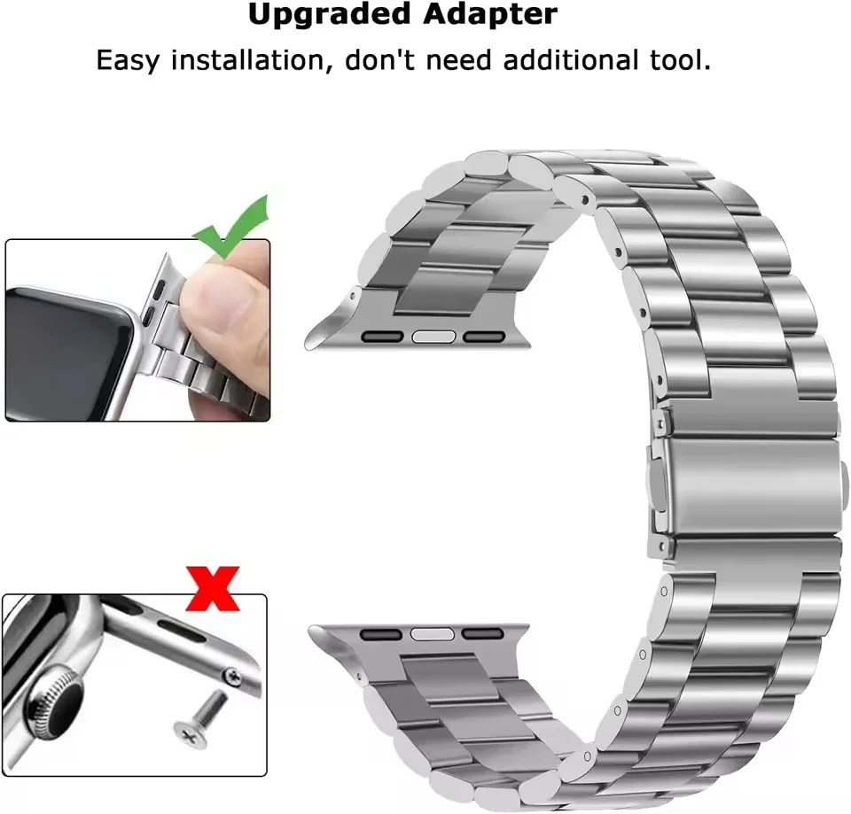 حزام من الفولاذ المقاوم للصدأ لساعة أبل باند 46 ملم 49 ملم 40/44 ملم 42 ملم 41 م/45 ملم سوار معدني IWatch Ultra2 Series 10 9 8 7 SE 6 5 4