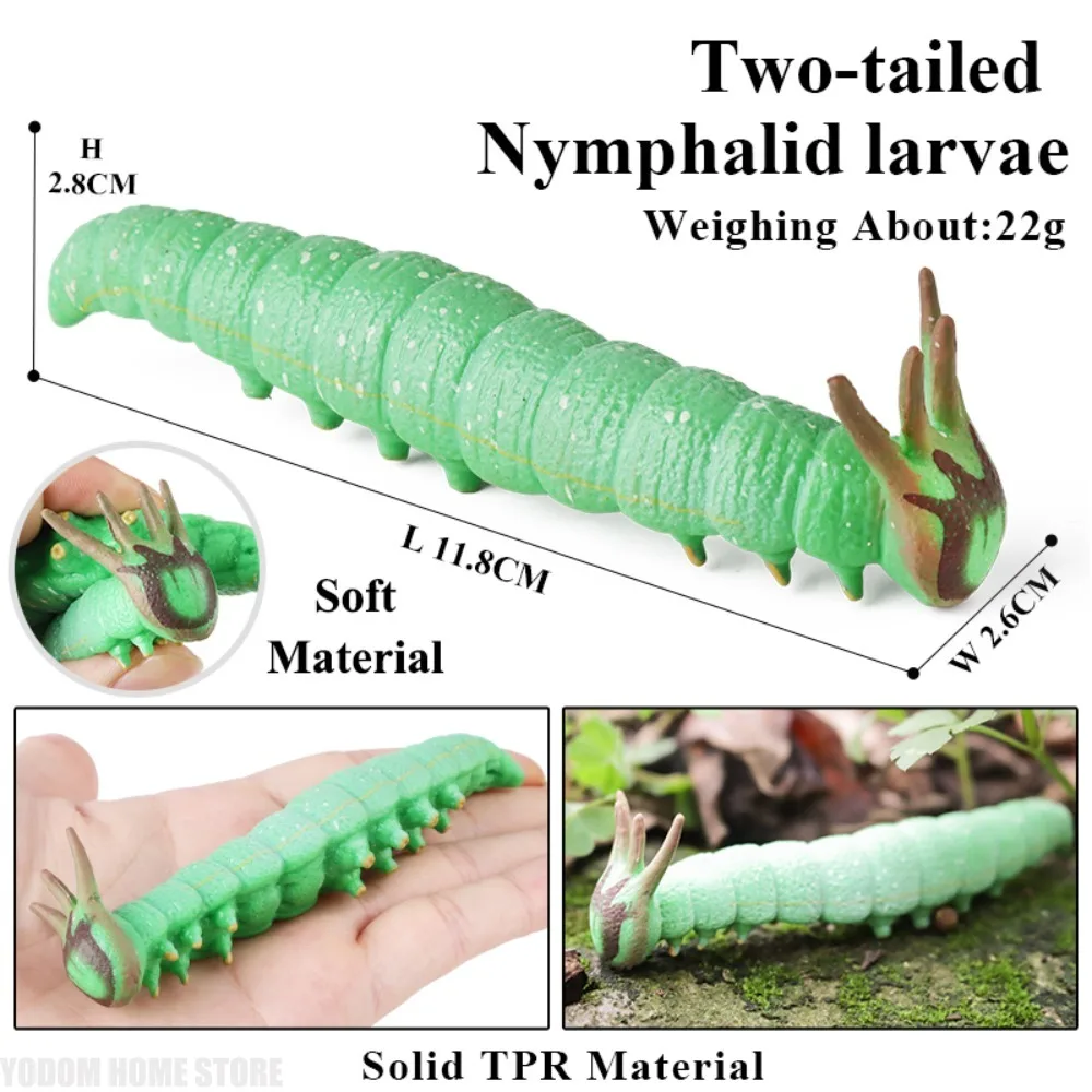 Soft Large Silicone Simulation Caterpillar Silkworm Vegetable Green Worm Tricky Scary Model Early Education Cognition Decoration