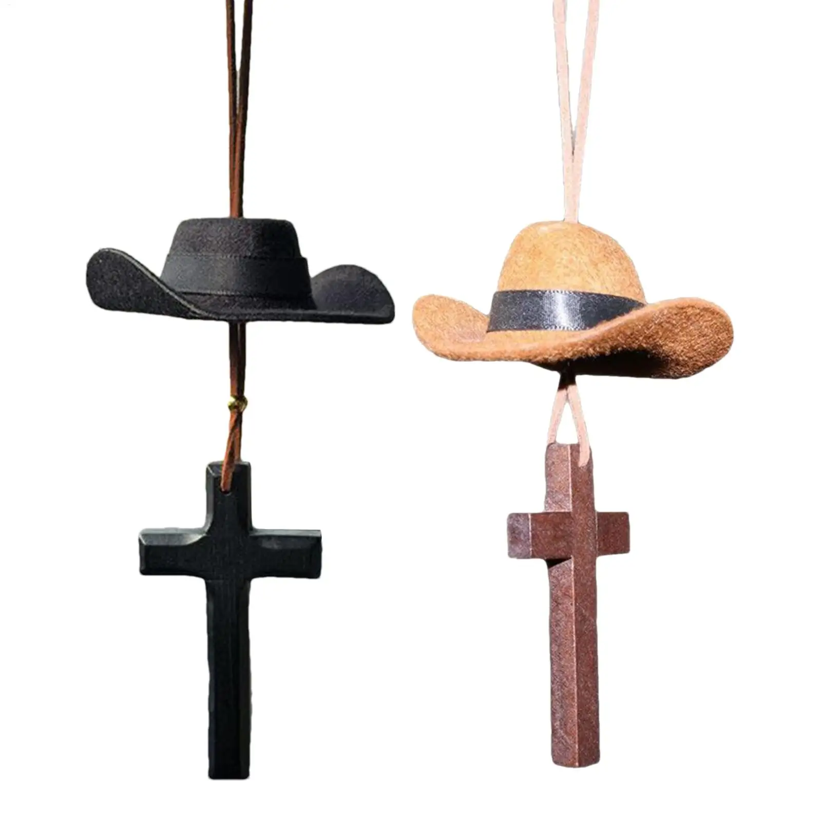 Western Cowboy Hat Rear View Mirror Ornament Rustic Car Decor Accessory for Truck SUV RV Sedan Interior Vehicle Birthday Gift