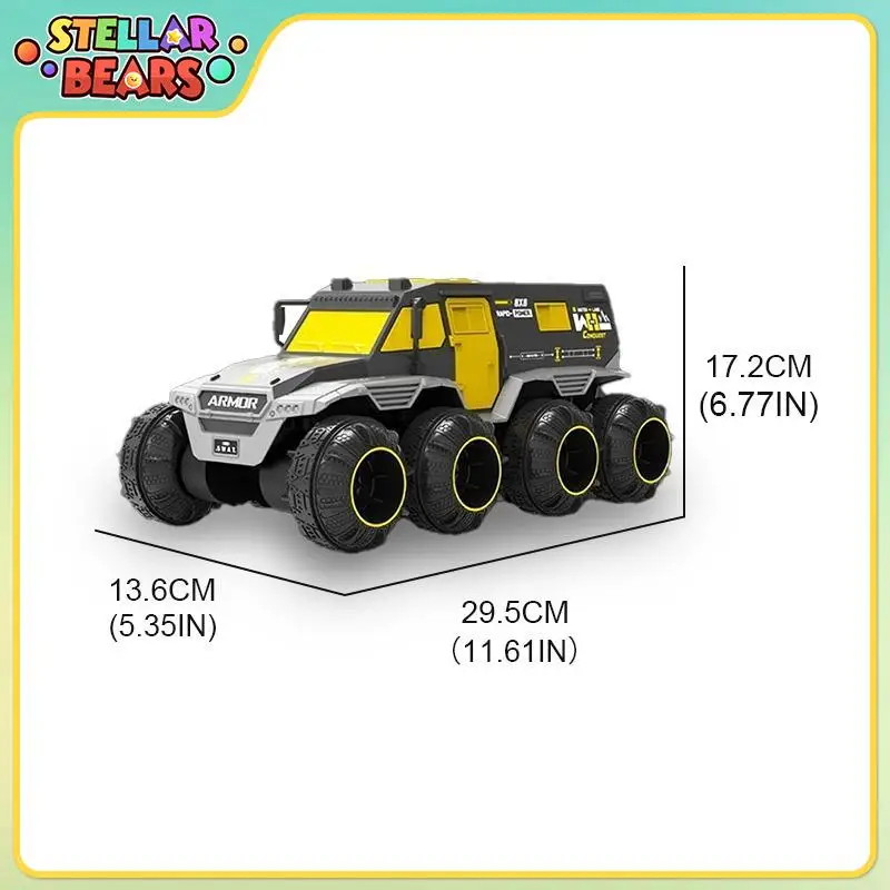 1:14 carro dublê anfíbio com controle remoto, carro de escalada com oito rodas, veículo off-road rc, brinquedo para meninos, carro blindado de corrida