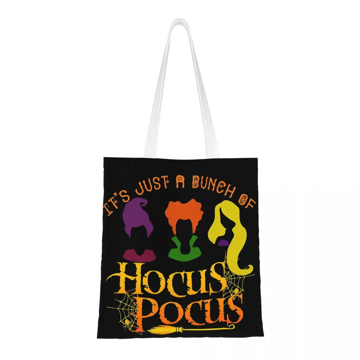 Custom Hocus Halloween Night Pocus drogheria Shopping Tote Bags donna Witch Horror Movie Canvas Shopper borsa a tracolla