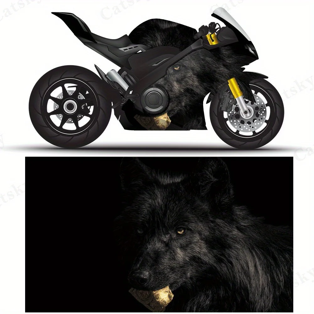 

Черный волк с долларовыми наклейками на мотоциклетную пленку, прочные клейкие наклейки из ПВХ для индивидуальной настройки мотоцикла, устойчивые к атмосферным воздействиям