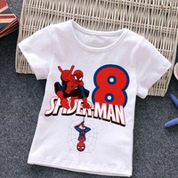 Spider Man Children's T-shirt Birthday Numbers 1-10 Marvel T-shirt Children's Cartoon Cute Casual Clothing Super Hero T-shirt