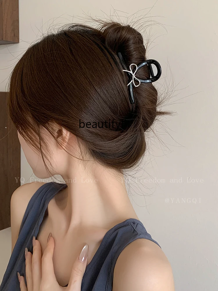 Sweet Cool Lace-up Bow Cross Grip Women's Niche High Sense Princess Updo Shark Clip Hair Accessories