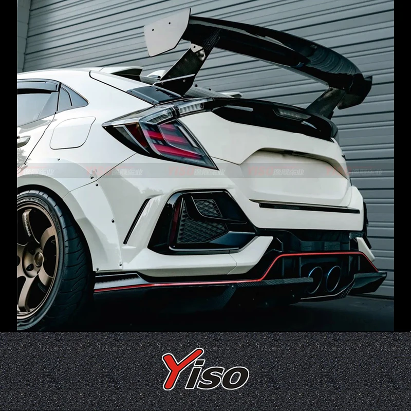 

Подходит для Civic TypeR FK8 FK7 Hatchback Varis-styl Glass GT Spoiler Body Kit FK8 Type R FRP Заднее крыло из углеродного волокна