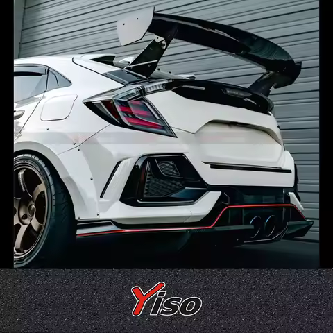 Suitable for Civic TypeR FK8 FK7 Hatchback Varis-styl Glass GT Spoiler Body Kit FK8 Type R FRP Rear Carbon Fiber spoiler