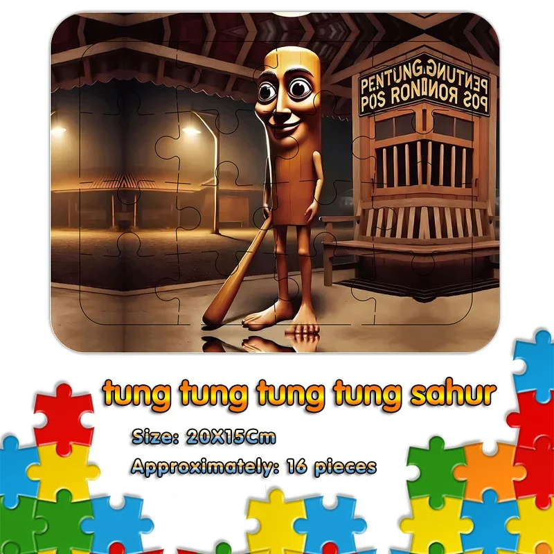 

Детские игрушки-пазлы Tung Tung Sahur, итальянский Brainrot, настольные игры, коллекция, 16 листов, забавная головоломка