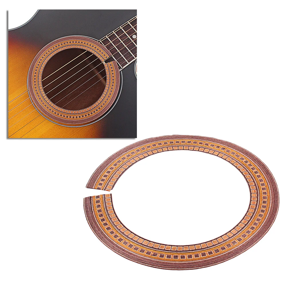 

90Mm Wooden Guitar Rosette Curved Strips Sound Hole Inlay Decoration for Electric Guitar Bass Easy Apply Remove Abalone Style