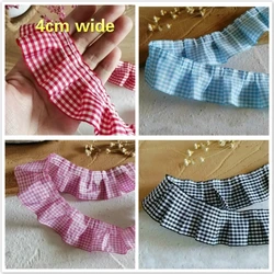 High Quality Plaid Ribbon Pleated Lace Fabric DIY Clothing Skirt Cradle Material Home Textile Sewing Pet Toy Doll Clothes Trim